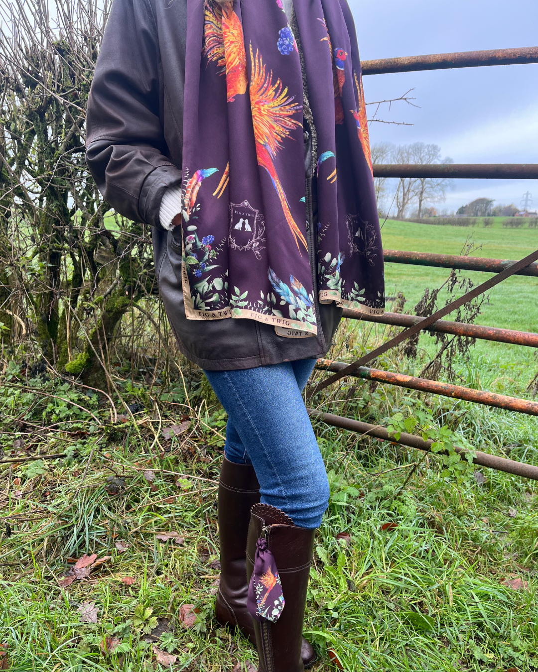 Silk Scarf - Pheasant Flurry